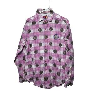 Robert Graham Classic Fit Button Down Shirt Men's Large Pink Long Sleeve